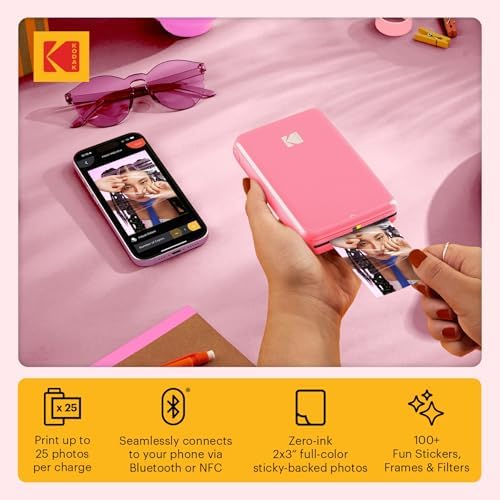 KODAK Step Instant Smartphone Photo Printer, Portable Mini Color Wireless Mobile Printer, Zink 2x3” (5.1x7.5 cm) Sticky-Back Photos, Bluetooth Compatible with iOS & Android Devices, Editing App, Pink - Image 2