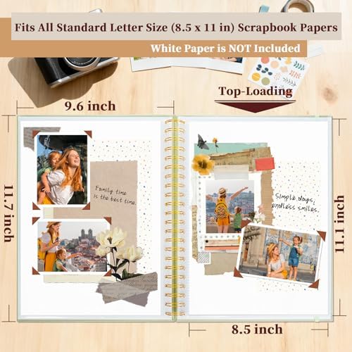 8.5x11 in DIY Photo Album Scrapbook, Window, Green - Image 3