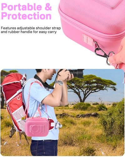 RAIACE Hard Case Compatible with Sony Alpha 7 II III IV/7R V Camera, for Nikon, for Canon, for Pentax and More. Mesh Pocket for Charger, Cables, Cards and Accessories. (case only) - Pink - Image 5