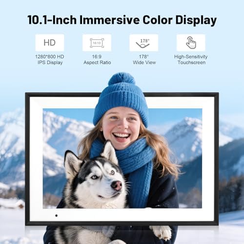 Digital Picture Frame, 10.1 Inch Picture Frame with 1280*800 HD IPS Touch Screen, Smart Digital Photo Frame Built-in 32GB Memory, Auto-Rotate Easy Setup to Share Photos or Videos via AiMOR APP (Black) - Image 3