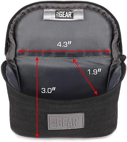 USA Gear Camera Belt Bag Fits Panasonic Lumix ZS70, Canon Elph 190, Sony RX100, Sony DSC HX80, A5100, Canon EOS M200, & more - Small Camera Case with Zippered Pocket, Belt Loop, Carabiner Clip - Image 4