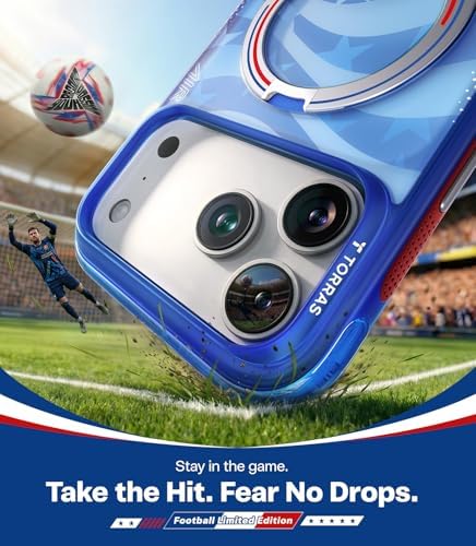TORRAS World Cup Spirit Inspired, Football Limited Edition Ostand Q3 Air for iPhone 17 Pro Max Case & 360 Magnetic Stand, Fit for MagSafe, Mil-Grade Drop Tested, Camera Control Button, Starlight - Image 4