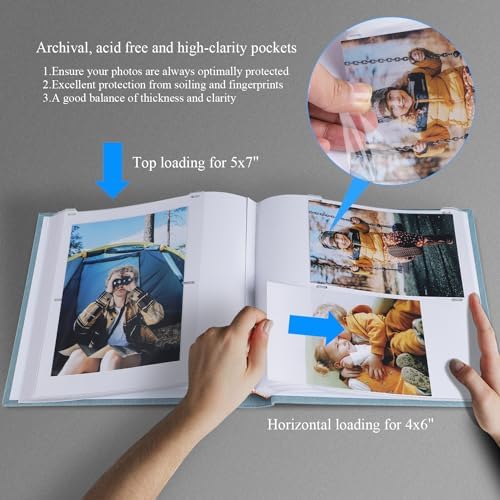 1DOT2 Photo Album with Writing Space, 100 Pages, Linen Cover, Cyan Blue - Image 2
