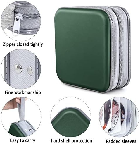 CD/DVD Case Wallet, 48 Capacity, Dark Green, Plastic, Portable Storage Organizer - Image 2