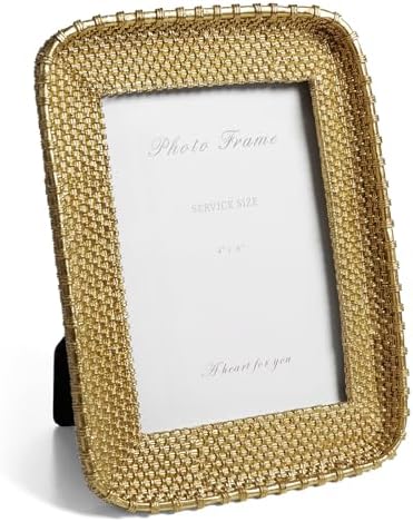 Cuspin 4x6 Gold Picture Frame, Vintage Rattan Textured Resin Photo Frame by Cuspin