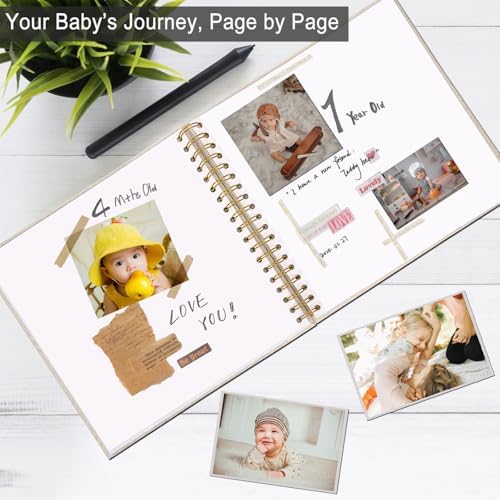 10 x 10 Inch Scrapbook Photo Album, Hardcover Kraft White Pages Arch Window Photo, Memory Book Linen Cover for Photos, Scrapbook Albums for Travel, Wedding Anniversary Christmas Baby 40 Pages, Beige - Image 2