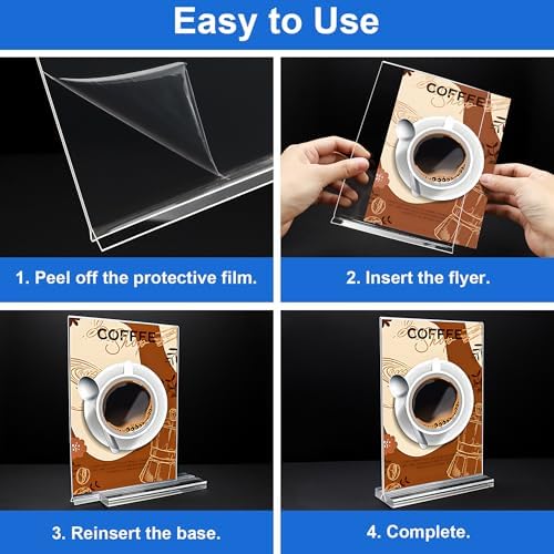 Acrylic Sign Holder 5.5x8.5 Inches 8 Pack, Double Sided Vertical Clear Display Stand, Plastic Frame Flyer Holder for Tabletop, Office, Restaurant, Store - Image 5