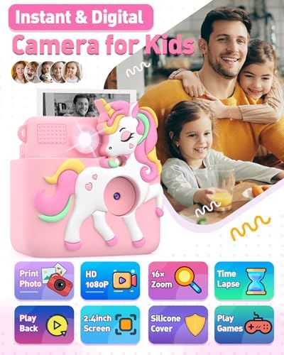 Kids Camera Instant Print,1080P Digital Camera Toy for 3-8 Girls - Image 2