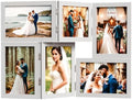 WARM&LOVE 6 Picture Frame, 4x6 & 4x4 Six Folding Hinged Photo Frames, Rustic Wood Desk Family Photo Collage Stand Vertical on Tabletop for Birthday Family Lover Gift (White) by WarmLove