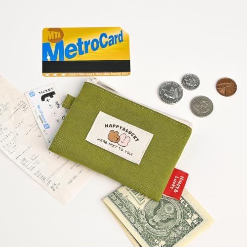 Monolike Happy and Lucky Card Case, Green - Small Nylon Pouch, Portable Keychain Coin Purse, Waterproof Card Sleeve, Compact Daily Organizer Case - Image 6