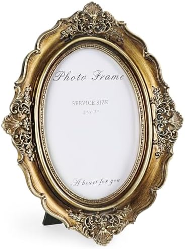 Cuspin 5x7 Gold Picture Frame Vintage Ornate Oval Resin Frame by Cuspin