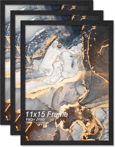 Fxojyvo 11x15 Picture Frame Set of 3 Black Engineered Wood Wall Hanging by Fxojyvo