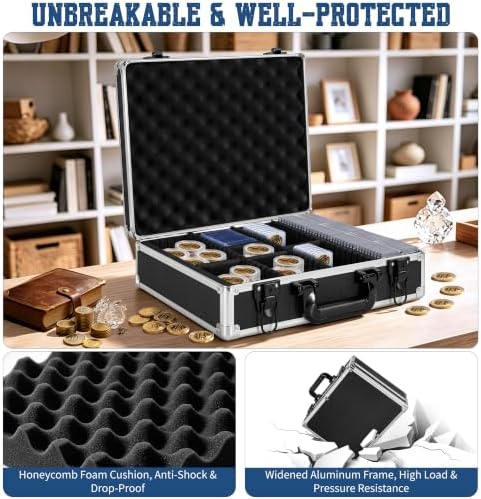 Aluminum Storage Case with Adjustable Dividers, Multi-Function Lockable Storage Carrying Case for Graded Card, Barber Tools, Makeup Tools, etc (Large) ﻿ - Image 7