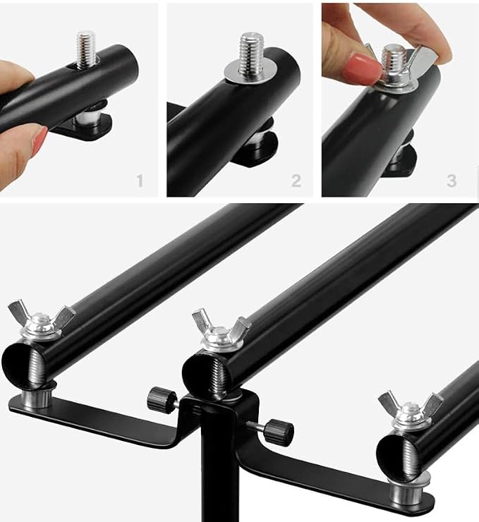 10ft/3m Photography Lighting Muslin Backdrop Support Crossbar, Includes 1x 3m Crossbar, 2x Mounts, 3x Clips - Image 6