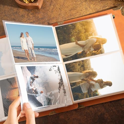 Leather Photo Album 4x6, Vintage Photos Albums with 30 Writing Paper Photo Book for Family Travel Wedding Graduation Anniversary Baby Vacation (Brown) - Image 6