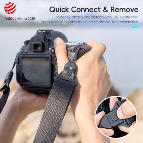 JJC DSLR Neck Strap with Patented Quick Release Buckles, Universal Adjustable Shoulder Sling Strap for Canon Nikon Sony Fujifilm Olympus Pentax DSLR SLR Cameras (Silver Grey) - Image 3