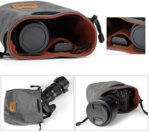 S-ZONE Soft Camera Bag DSLR Insert Handbag Drawstring Lens Case - Image 5