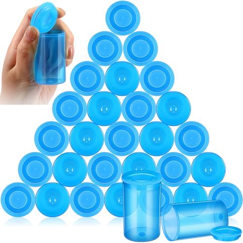 30 Pack Plastic Film Canisters Holder with Lids 35mm Empty Camera Reel Containers Blue Small Storage Bottles for Pills Beads Coins Vitamins Art Supplies Science Experiments Classroom Craft Projects by Jovitec