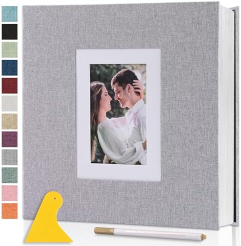 Photo Album Self Adhesive Pages Large 11x10.6 Grey 60 Pages by Semfalbuums