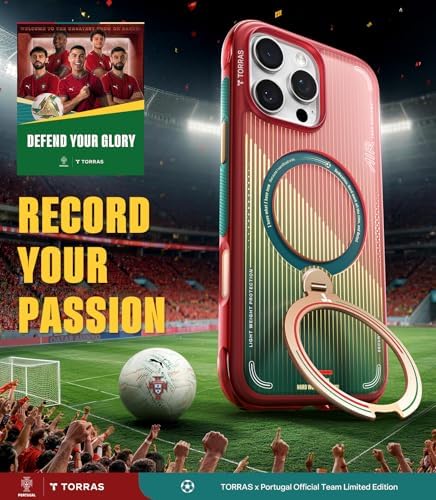 TORRAS World Cup Inspired, Official Portuguese Football Federation Limited Edition, Ostand Q3 Air for iPhone 16 Pro Max Case, 360 Magnetic Stand, Fit for MagSafe, Mil-Grade Drop Tested, Glory Slash - Image 2
