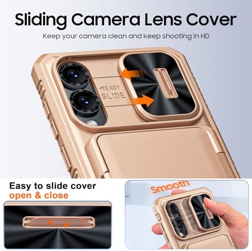 GooseBox for Samsung Galaxy S25 Edge Case Wallet with RFID [Cards Holder][Camera Cover][Edge Raised] Full Body Shockproof Silicone Protective Phone Case for Galaxy S25 Edge 2025 (Champagne Gold) - Image 4