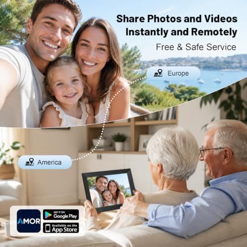 AEEZO Digital Picture Frame, 10.1'' WiFi Electronic Photo Frames with 32GB Memory, 1280 * 800 IPS HD Touch Screen, Auto-Rotate Easy Setup via AiMOR APP, Gifts for Parents and Grandparents Black - Image 5
