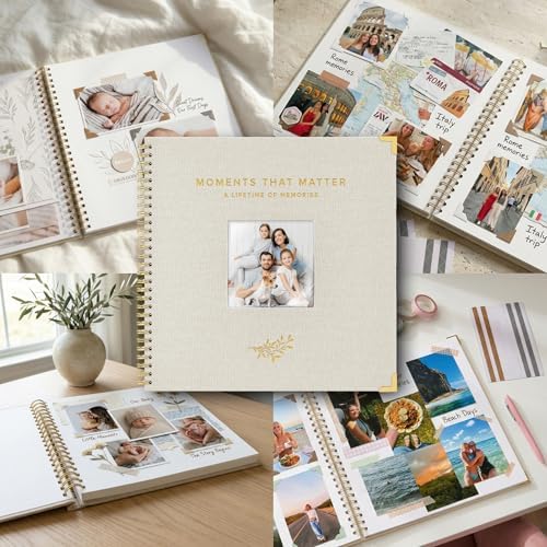 Beautiful Linen Scrapbook Photo Album 10"x10" - 40-Page Blank Guest Book - Image 5