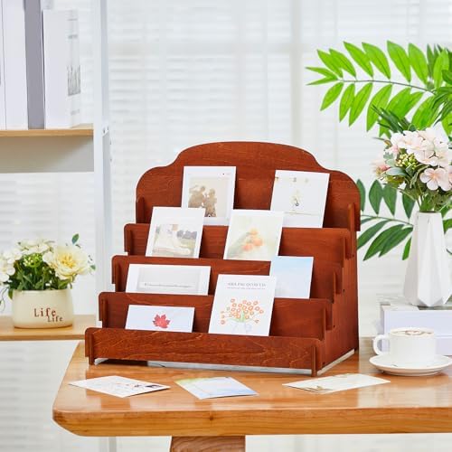 Barydat Greeting Card Display Stand Wooden, 15.8 x 10.4 x 14.2 Inch, Brown - Image 4