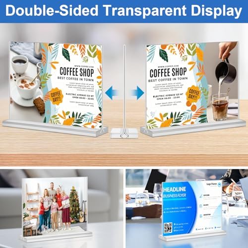 Acrylic Sign Holder 6x4,6 Pack Clear Sign Holder Double Sided Table Menu Horizontal Desktop Display Stand Paper Flyer Holder Tabletop Sign Holder Suitable for Restaurants, Office, Store, Hotels - Image 4