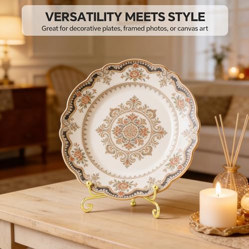 Artliving Plate Stands for Display, 7 Inch Decorative Plate Holder, Metal Picture Stand for Table, Small Easels for Display Card, Photo, and PSA Slab - Ideal for Party and Wedding (Gold, 2 Pack) - Image 3