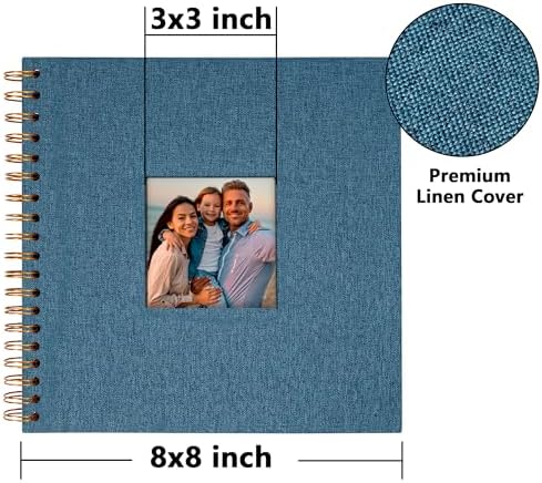 Vienrose 8x8 Inch Scrapbook DIY Small Hardcover Kraft White Pages Scrapbook Photo Album Linen Cover Scrap Book Photo Albums Scrapbooking Supplies Kit for Couple Family Wedding Travel - Image 4