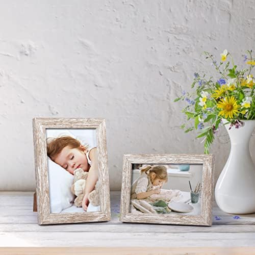 Giftgarden 4x6 Picture Frame Distressed Beige White Set of 12, Multi Rustic Wood Grain 4 by 6 Photo Frames Bulk for Wall or Tabletop Display - Image 3