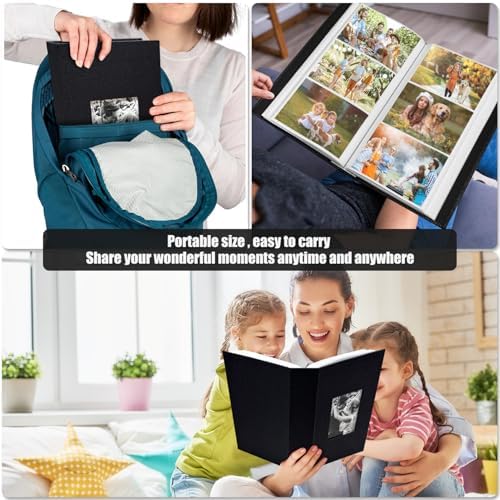 Photo Album 4x6 with 420 Pockets, Slip-in Picture Albums, Linen Cover Memory Book with Front Window, Vertical pages Photo Book for Wedding, Family, Anniversary, Baby, Vacation(Black) - Image 4