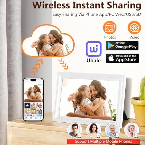 Smart White Digital Picture Frame WiFi Send Photos from Your Phone - Image 2
