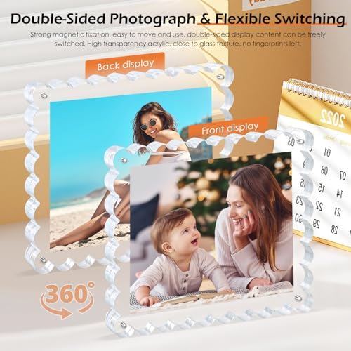 Chivalral 8x10 Scalloped Acrylic Photo Frame 3 Pack,15+15mm Desktop Holders - Image 6
