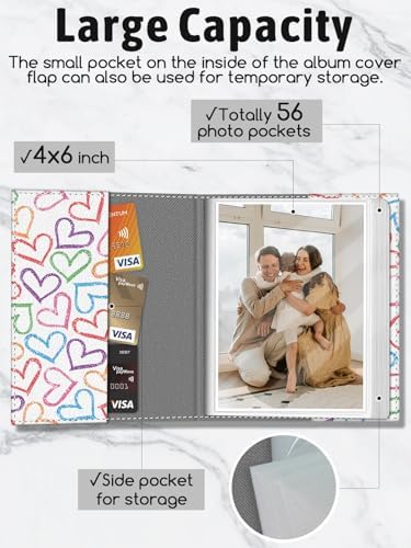 Photo Album 4x6, 56 Pockets Small Picture Book Love Heart - Image 4