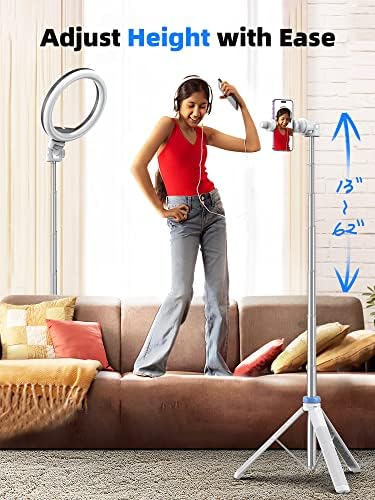 Kaiess 62" Phone Tripod & Selfie Stick, Extendable Photography Light Stand with Wireless Remote, Solidest, Portable, Lightweight, Compatible with iPhone/Android Phone (White) - Image 3