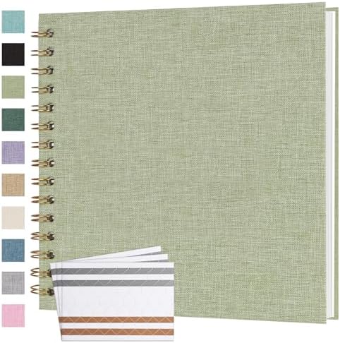 Scrapbook Photo Album 8x8 Inches 40 Pages Linen Cover GrassGreen by Bonyomor