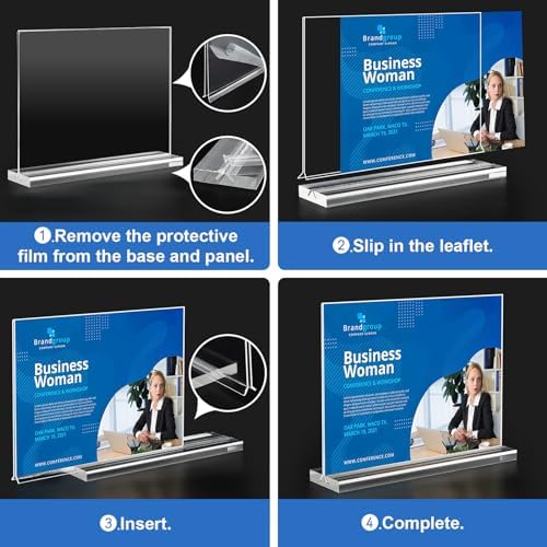 Acrylic Sign Holder 6x4,6 Pack Clear Sign Holder Double Sided Table Menu Horizontal Desktop Display Stand Paper Flyer Holder Tabletop Sign Holder Suitable for Restaurants, Office, Store, Hotels - Image 6