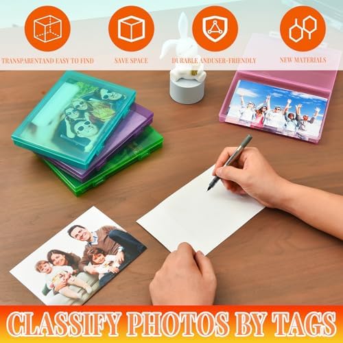 Photo Storage Box 5 x 7 Inches, 18 Inner Photo Cases with Dividers, Colorful Acid-Free Photo Storage Containers with Handle, Photo Organizer Craft Keeper for Stickers, Craft, Stamp - Image 5