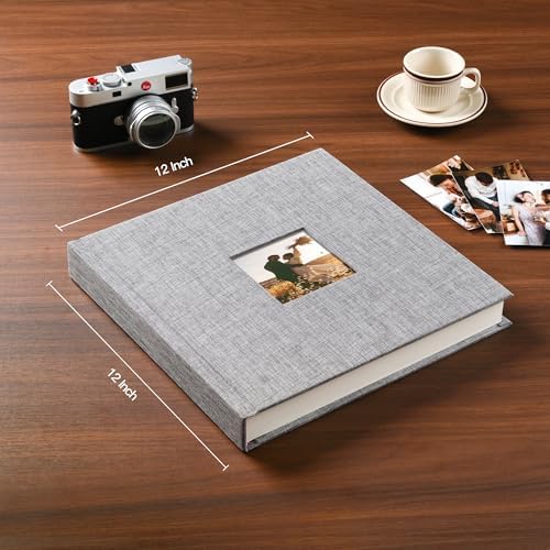 Pssoss 10x10 Inch DIY Scrapbook Album, Linen Hardcover, 40 Pages, Grey - Image 2
