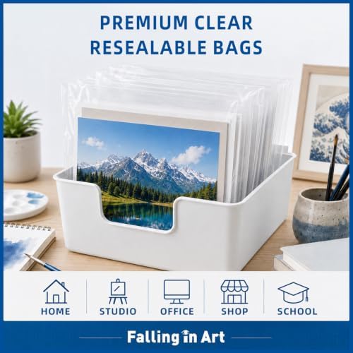 Falling in Art 100 Pack Acid Free Crystal Clear Sleeves Bags for 5x7 - Image 6