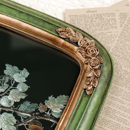 Cuspin 8x10 Vintage Picture Frame Green and Gold Ornate Floral Arched Frame - Image 4
