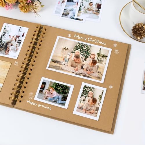 RECUTMS 10x10 Inch DIY Scrapbook Album 60 Pages Hardcover Kraft Paper Brown - Image 3