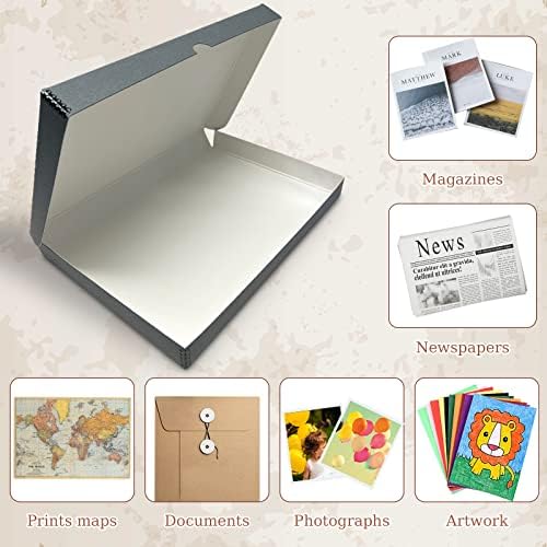 Golden State Art, Clamshell Archival Folio Storage Box 11x17, Gray - Image 6