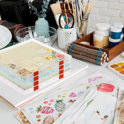 Rainmae 12"x12" Scrapbook Paper Storage, Stackable Kids Artwork Storage Organizer Box, Craft Paper Organizer Case for Board Game, Document, Magazine, Art Supplies (4 Pack) - Image 7