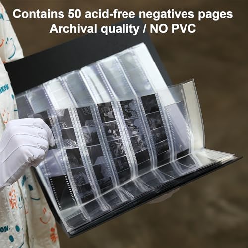 Acid-Free Film Protectors Storage Box Set 3-Ring Film Negative Holder for Standard 135 35mm Negative Page Film Pouch (50 * 135 Acid-Free Negative Pages) - Image 3