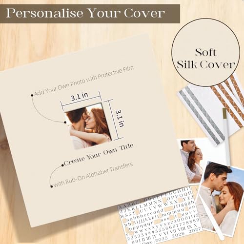 Vienrose Linen Scrapbook Photo Album Kit, Large 3 Ring Binder Scrapbook with 30 Plastic Sleeves, 15x13 Inch DIY Memory Book for Wedding, Anniversary, Family & Kids Keepsake Gift, Beige - Image 5
