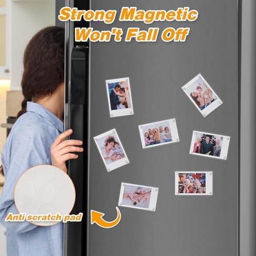 SUNEZLGO 15 Pack Acrylic Fridge Magnetic Frame for Polaroid, 2.36x3.54 In Mini Picture Frames for Fujifilm Instax Mini, Double Sided Photo Refrigerator Magnet Picture Frame Clear Picture Display Frame - Image 3