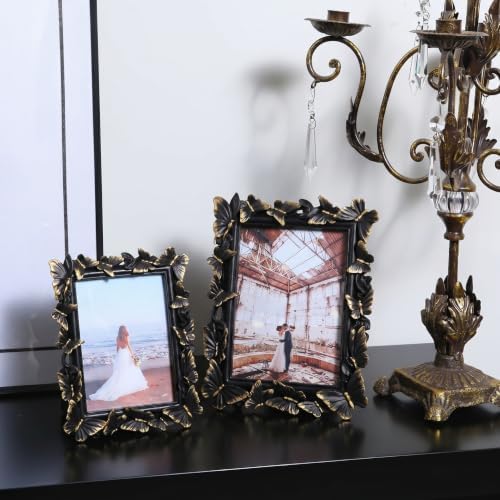 Black 4x6 Vintage Picture Frames Golden Butterfly Elegant Retro European Design, Antique Photo Frame for Wall Hanging and Tabletop Display, Retro Design Home Decor - Image 4